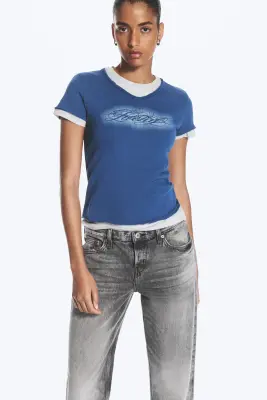 T-shirt à double épaisseur - Bleu + Gris — photo 2