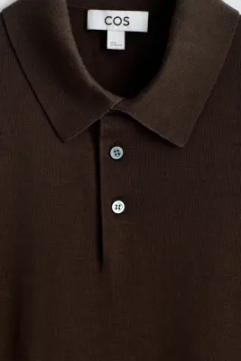 POLO SLIM EN MAILLE DE SOIE - BRUN — photo 5