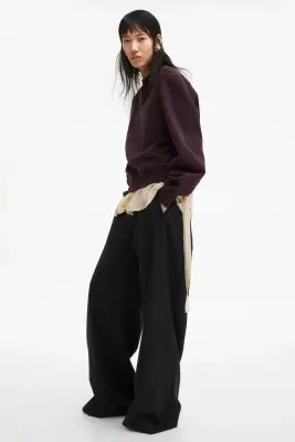 Sweat en coton - Violet prune foncé — photo 2