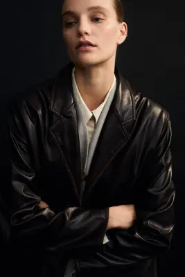 Blazer sans revers - Beige — photo 1