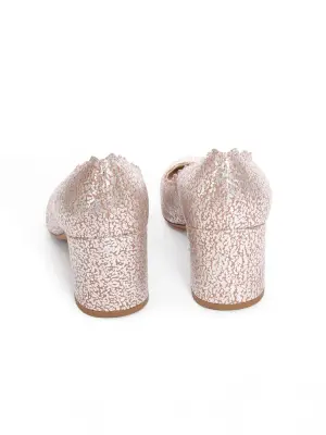 Escarpins LAUREN bord dentelé en cuir métallisé rose et argent Prix boutique 450€ Taille 38,5 — photo 5