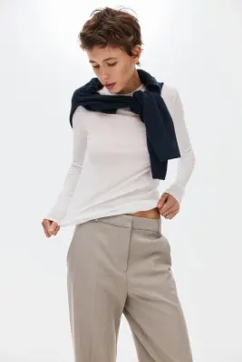 Pantalon chic en twill - Beige — photo 1