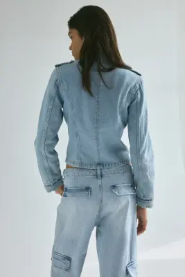 Veste en denim de coton - Bleu denim clair — photo 3