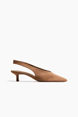 Escarpins à bride arrière avec talon kitten heel - Beige foncé — photo 1