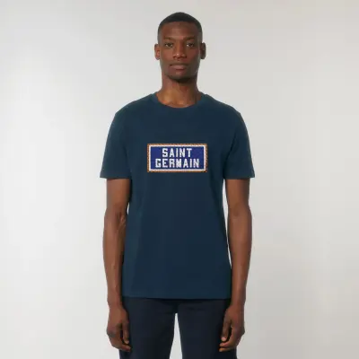 T-SHIRT COTON BIO BRODÉ - SAINT GERMAIN - NAVY — photo 4