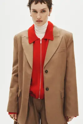 Gilet oversize zippé - Rouge — photo 3