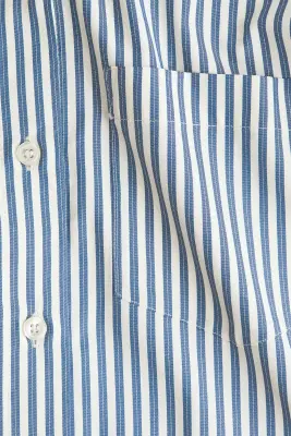 Chemise oversize en tissu ratière - Bleu ancien/rayé — photo 5