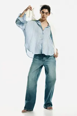 Chemise oversize - Bleu/rayé — photo 1