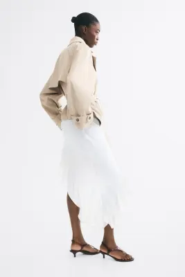 Trench-coat court avec ceinture à nouer - Beige — photo 3