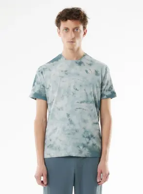 T-shirt Bleu Manches Courtes Col Rond en Coton organique / Elasthanne