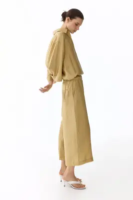 Straight lyocell-blend trousers - Beige — photo 2
