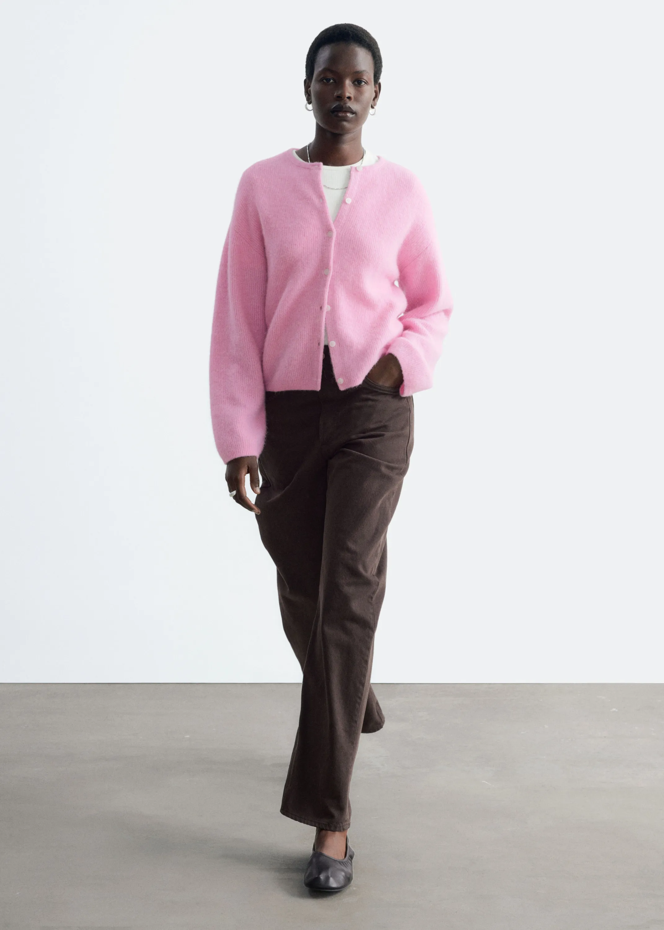 Cardigan en maille d’alpaga mélangé - Rose