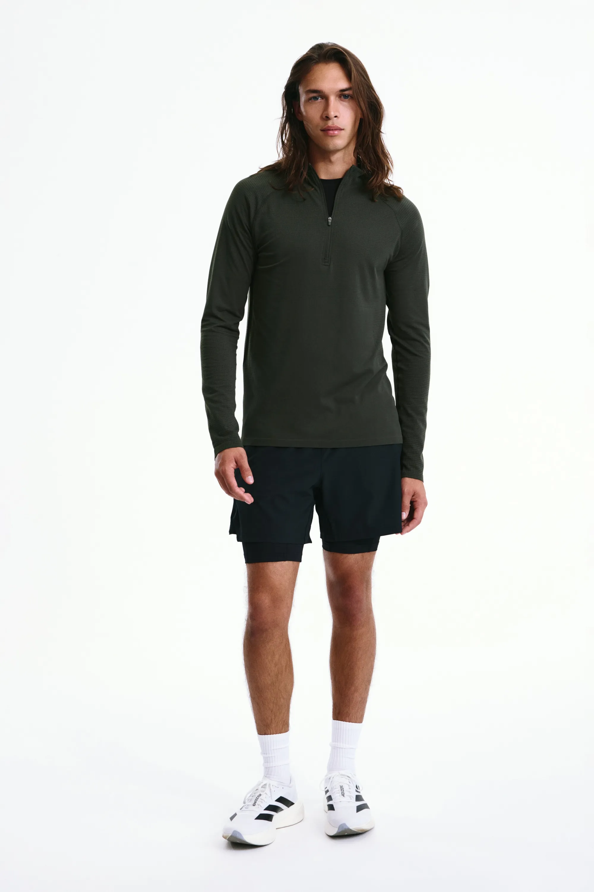 T-shirt de sport à col zippé Muscle Fit DryMove™ - Olive foncé