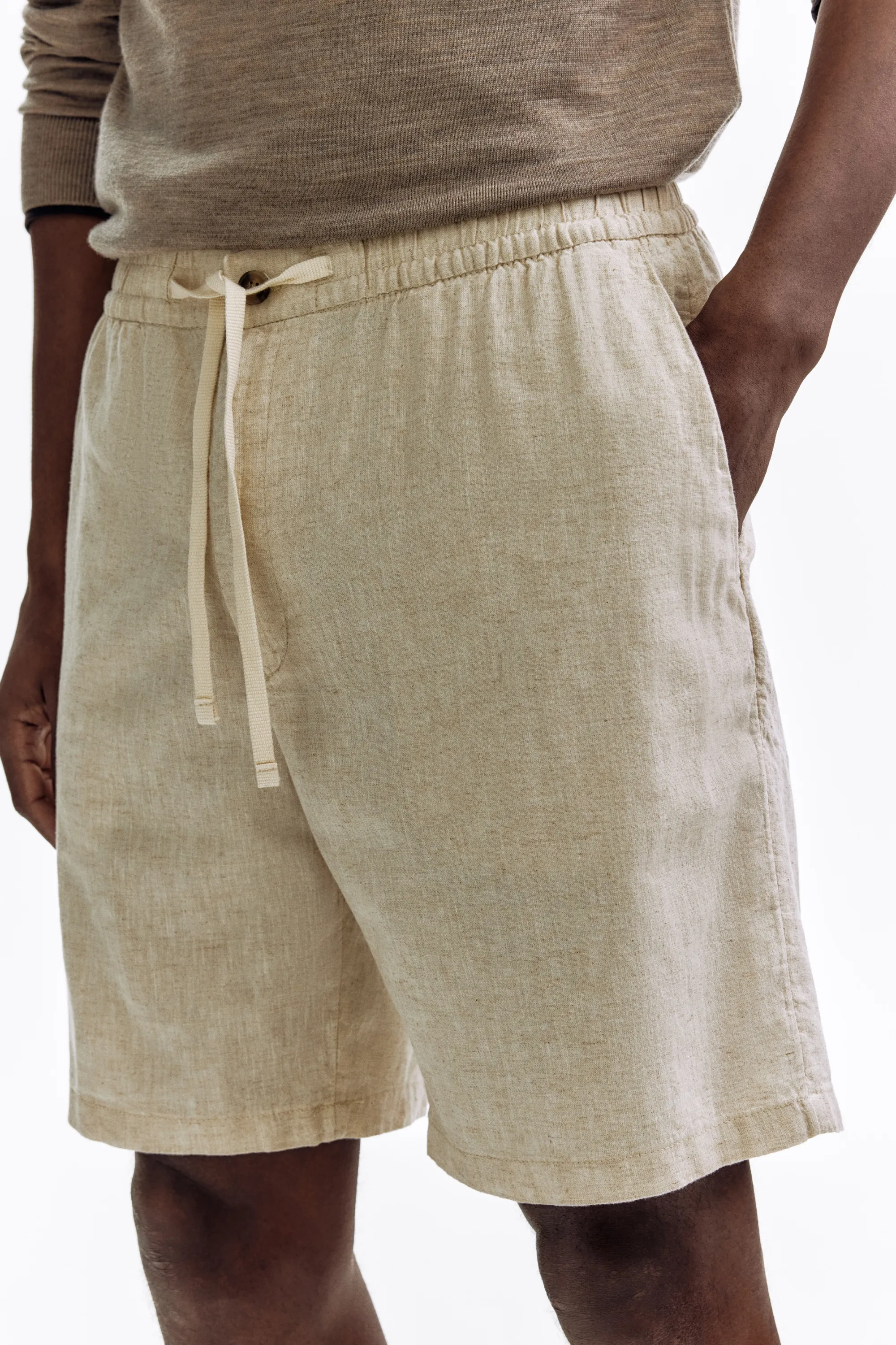Short Regular Fit en lin mélangé - Crème