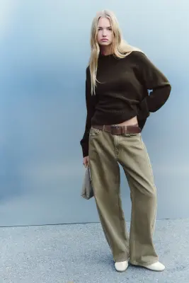 Pull décontracté - Vert kaki foncé — photo 1