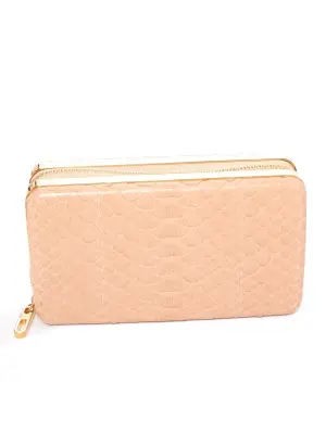 Sac boîte de soirée clutch en python beige rosé et fermoir doré Prix boutique 2400€ — photo 3