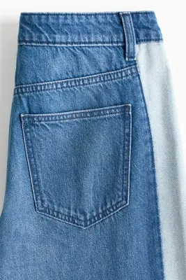 Jean Wide Regular avec bandes latérales - Bleu denim/blanc — photo 5
