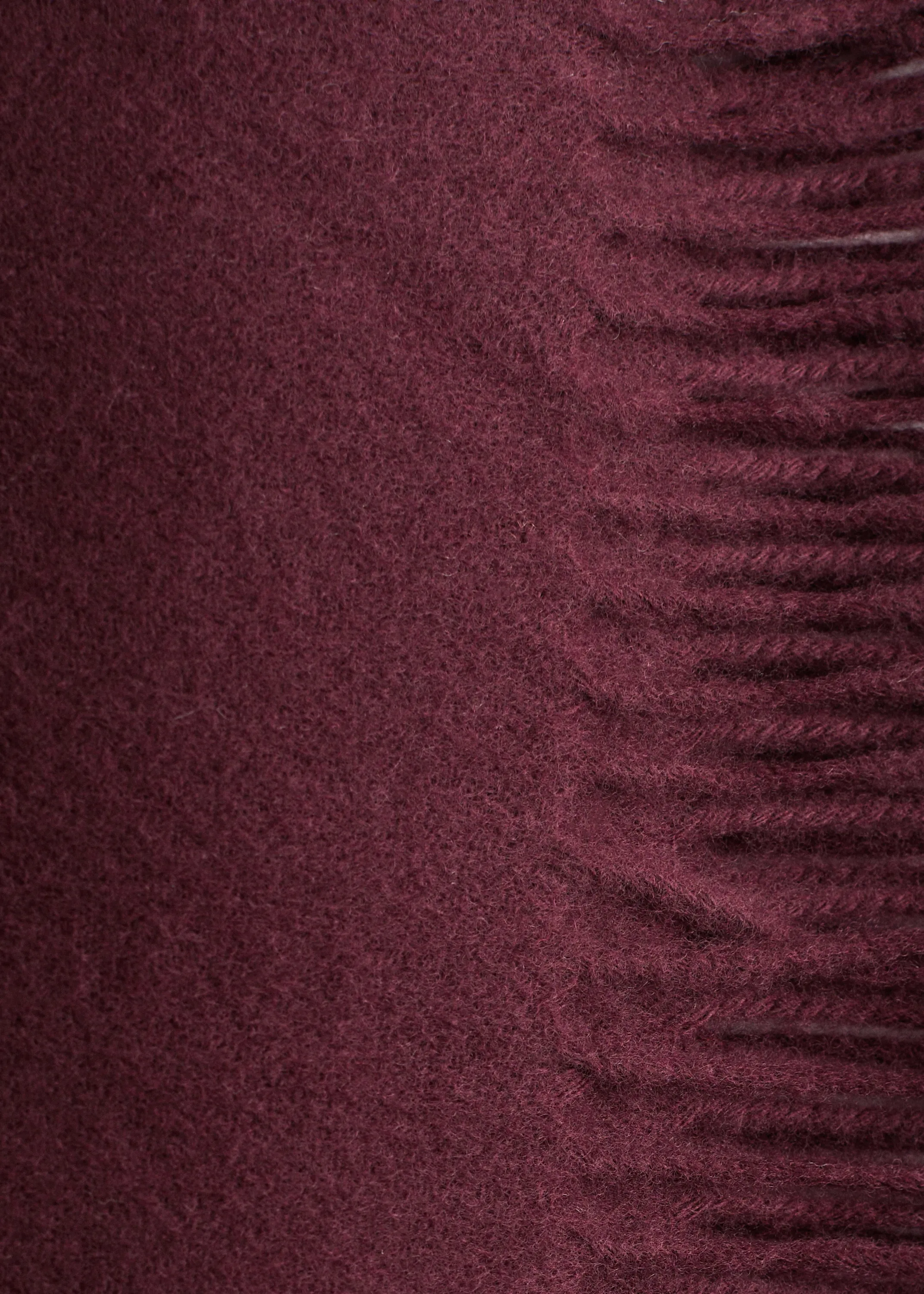 Fringed Wool Blanket Scarf - Bordeaux