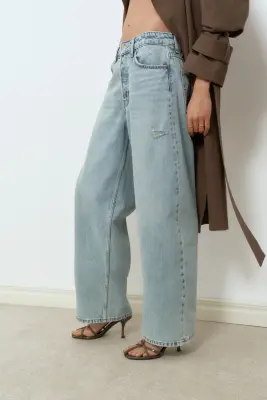 Barrel Regular Waist Ankle Jeans - Bleu denim clair — photo 3