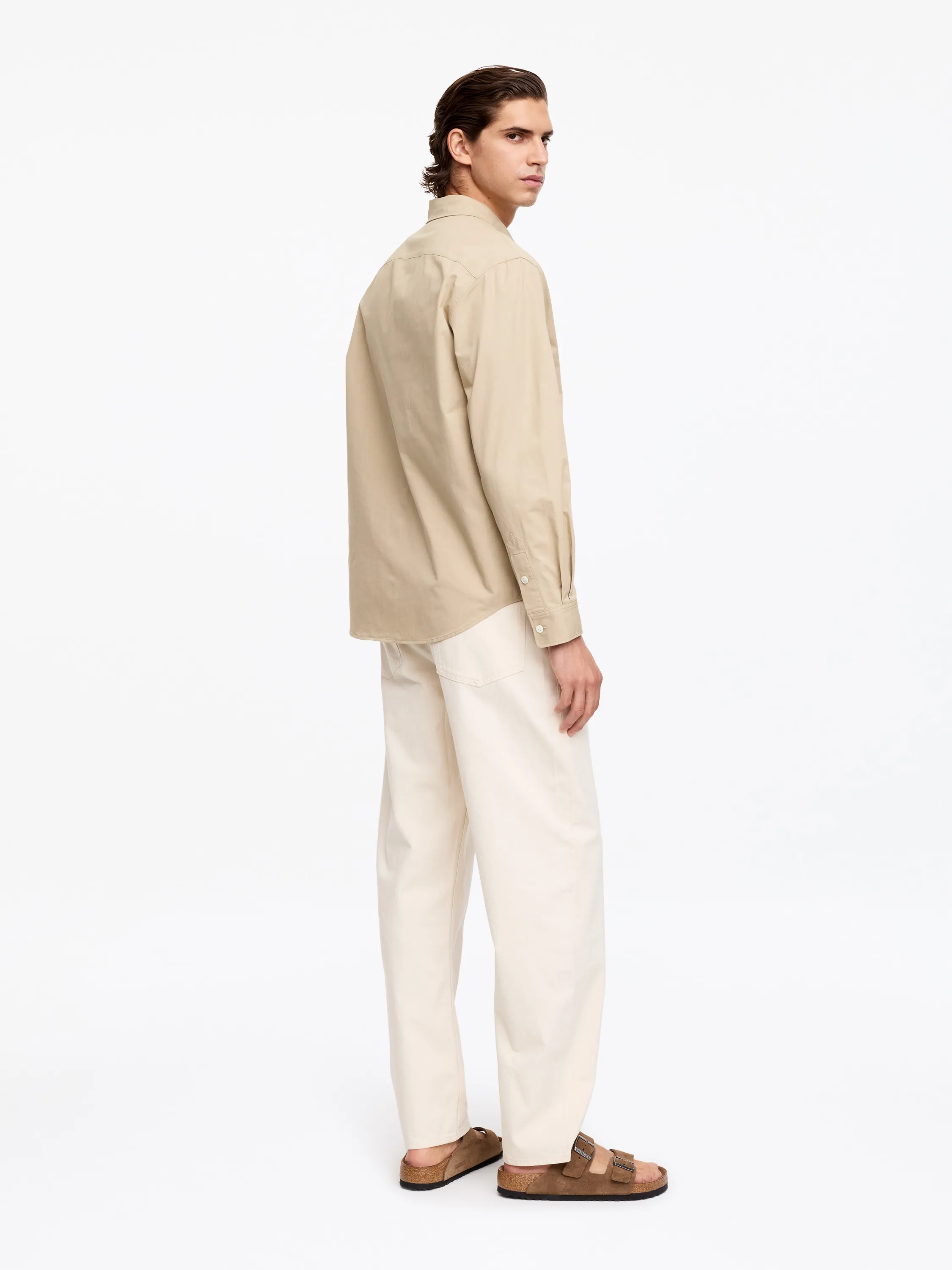 Chemise décontractée en sergé de coton - Beige