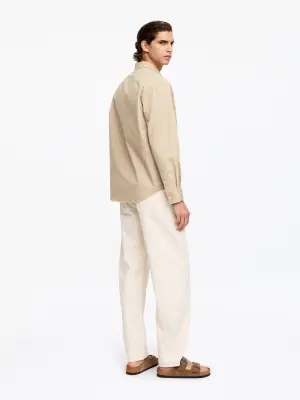 Chemise décontractée en sergé de coton - Beige — photo 1