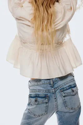 Flared Low Jeans - Bleu denim délavé — photo 3