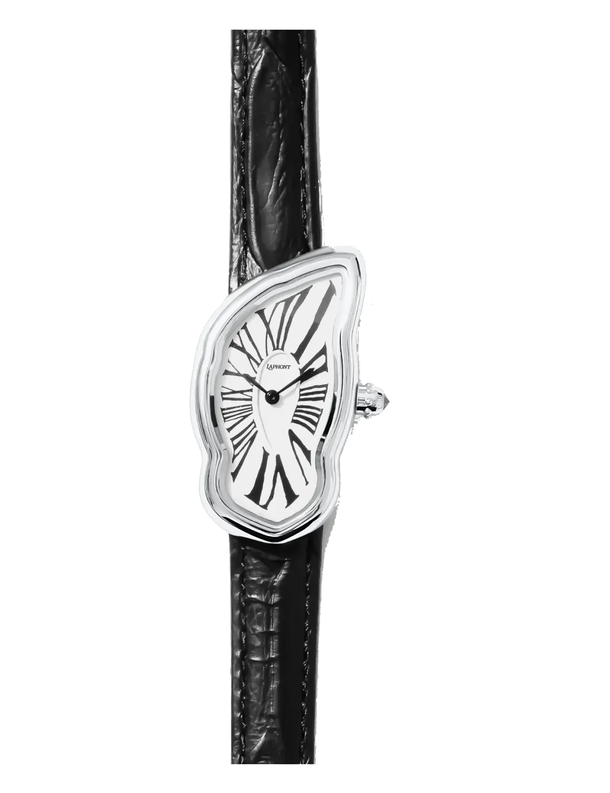LAPHONT MELTING WATCH LARGE SILVER BLACK STRAP