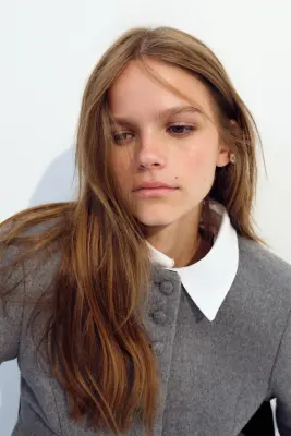 Blazer sans col - Gris foncé chiné — photo 3