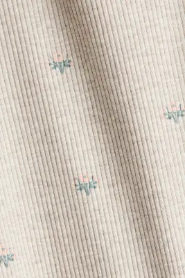 Top en coton à motif - Taupe clair/fleuri — photo 3