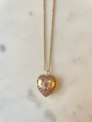 Nouveau ! ROOM SERVICE JEWELRY Collier Heart Locket Rubis — photo 2