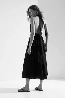 Robe dos nu en coton - Noir — photo 4