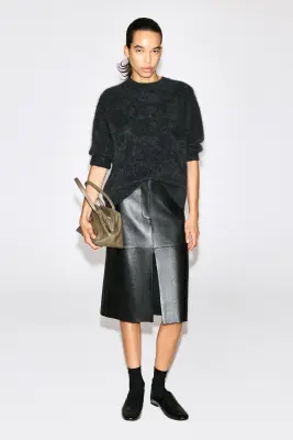PULL À COL ROND EN PUR CACHEMIRE BROSSÉ - GRIS ANTHRACITE CHINÉ — photo 2