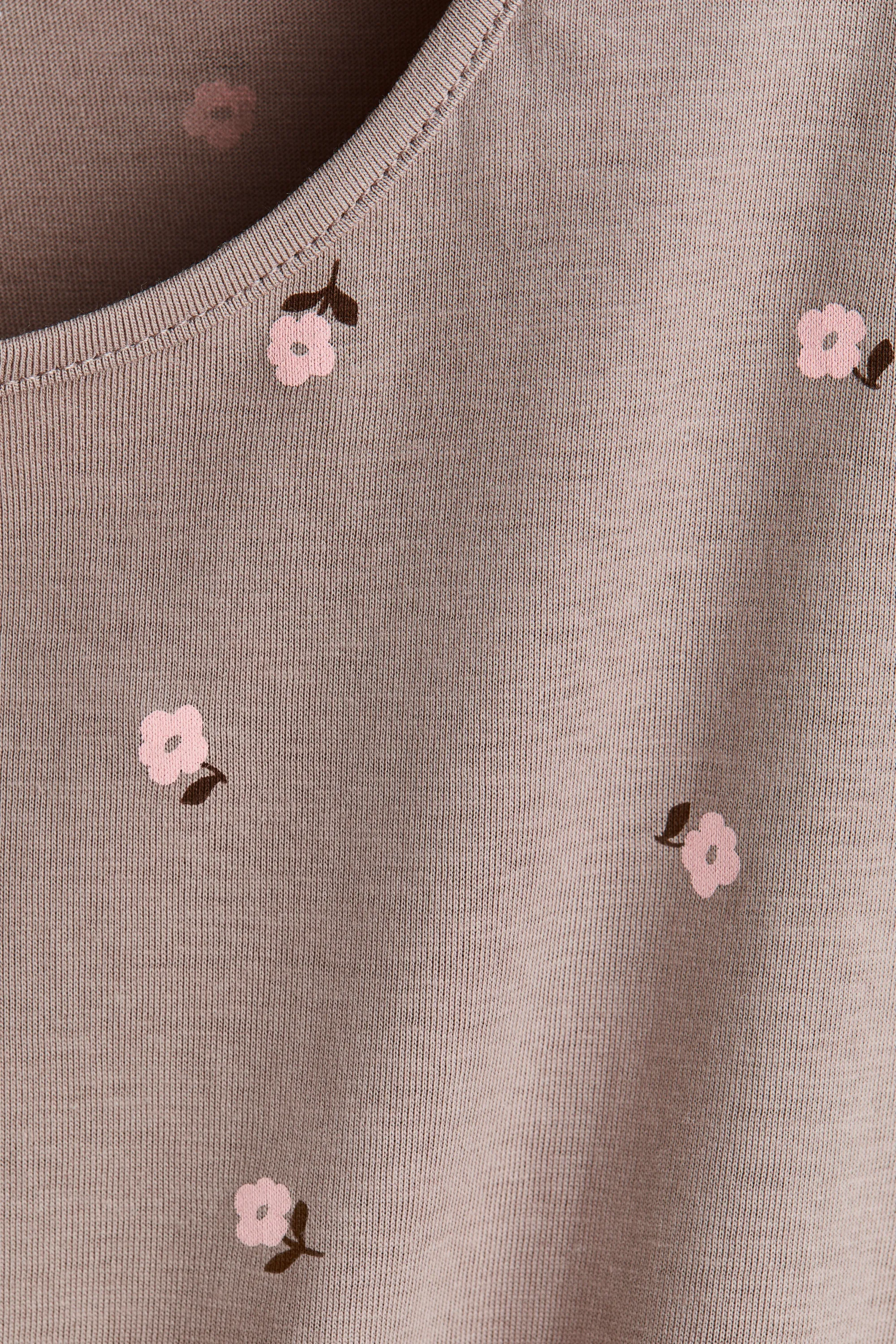 Lot de 5 T-shirts à manches longues en coton - Beige/fleuri