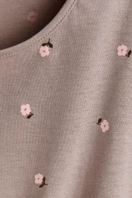 Lot de 5 T-shirts à manches longues en coton - Beige/fleuri — photo 1