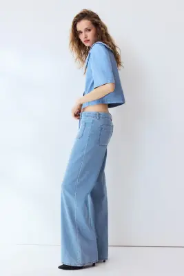Wide Regular Waist Jeans - Bleu denim clair — photo 3