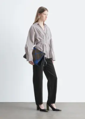 Chemise ajustée en coton - Gris/Rose — photo 4