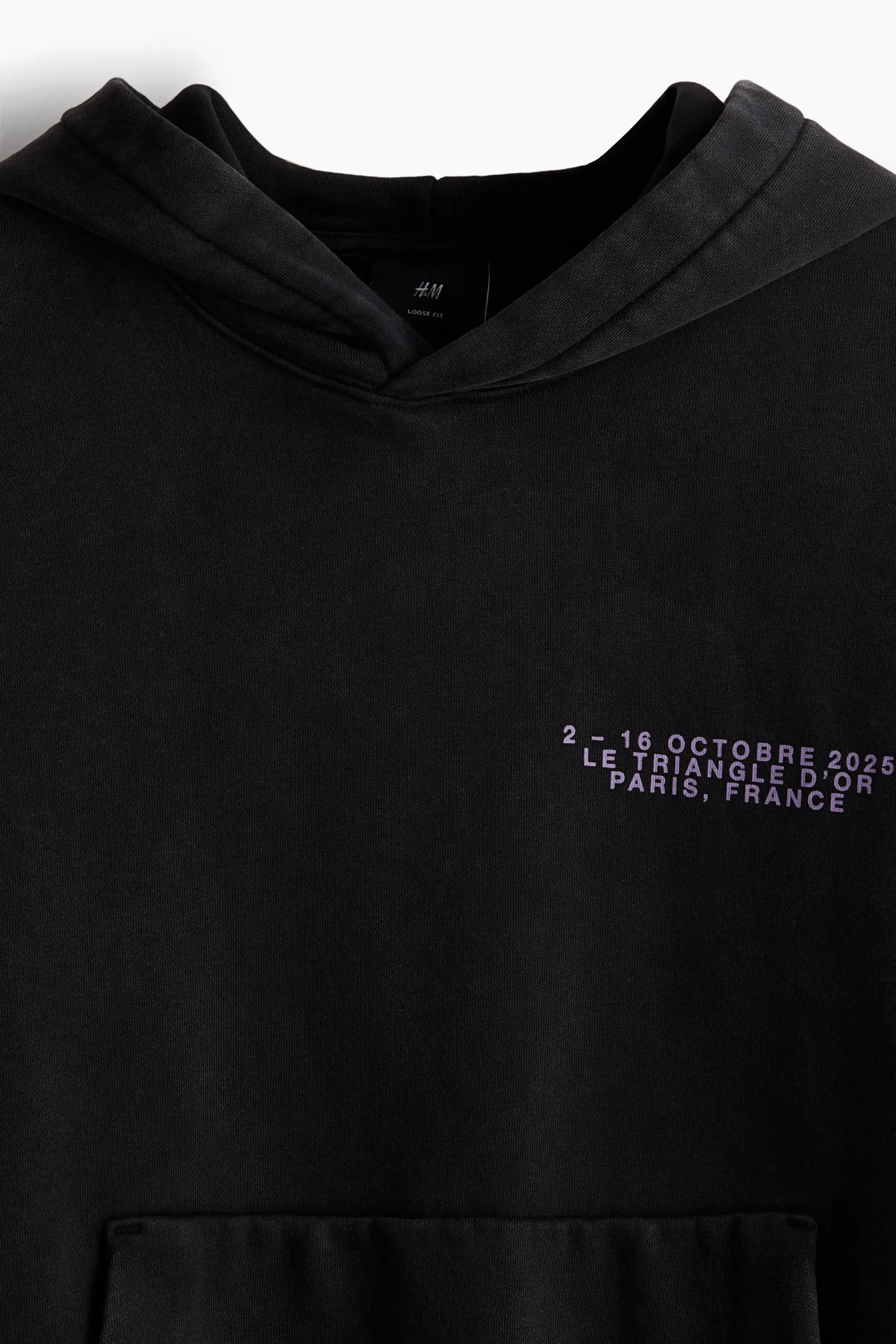 Hoodie imprimé Loose Fit - Noir délavé/Paris