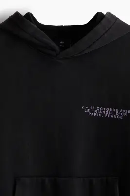 Hoodie imprimé Loose Fit - Noir délavé/Paris — photo 1
