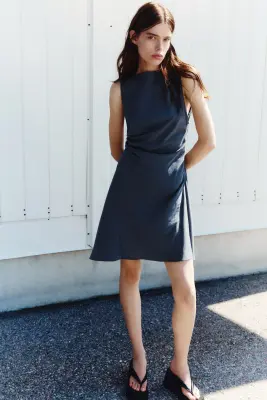 Robe découpée à effet drapé - Gris foncé — photo 2