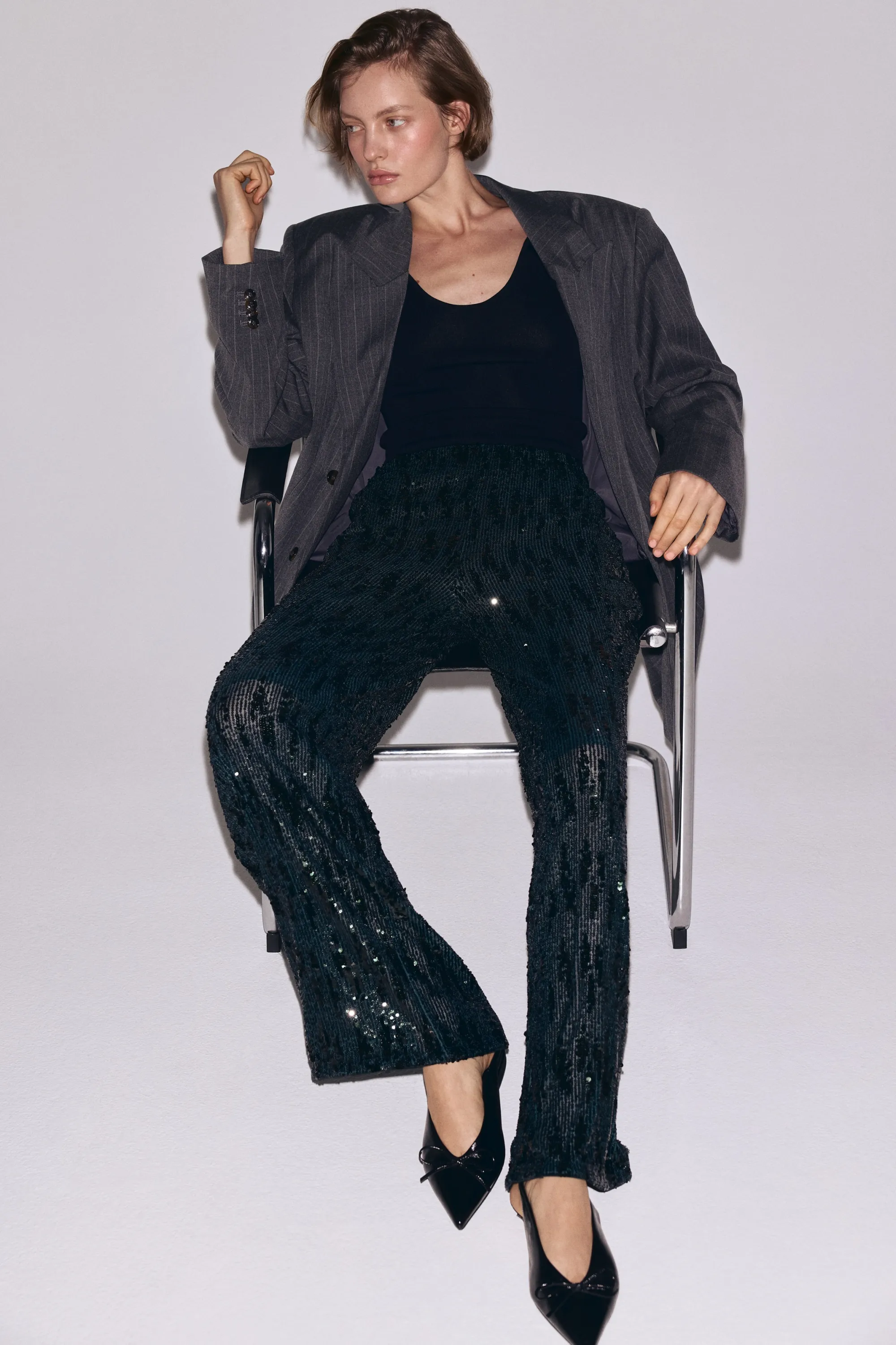 Pantalon à sequins - Turquoise foncé