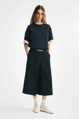 Jupe-culotte plissée - Bleu marine — photo 2