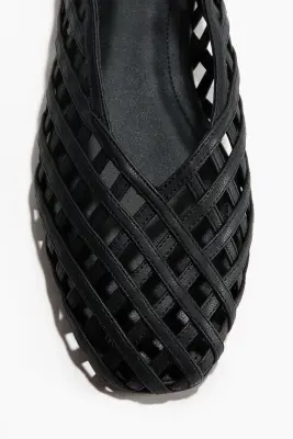 Ballerines à effet tressé - Noir — photo 2