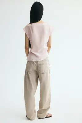 Top froncé en viscose mélangée - Rose poudré — photo 2