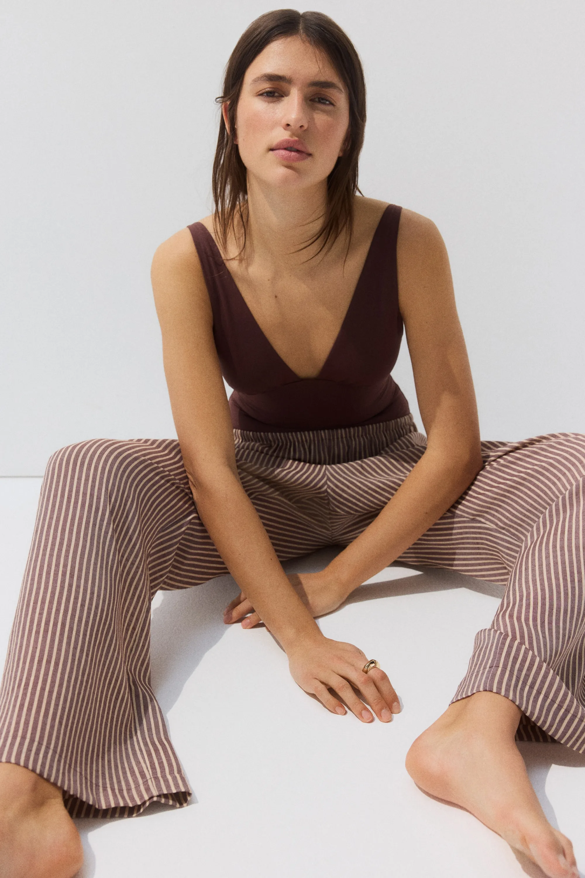 Pantalon de plage - Marron/rayé