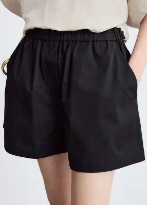 Short taille haute en coton - Noir — photo 3