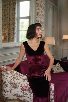 Emmelyn Velvet Dress - Bordeaux — photo 3