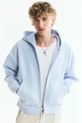 Veste imprimée Oversized Fit avec capuche et zip - Bleu clair/Iron Maiden — photo 4