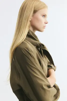 Veste avec col foulard - Vert kaki — photo 2