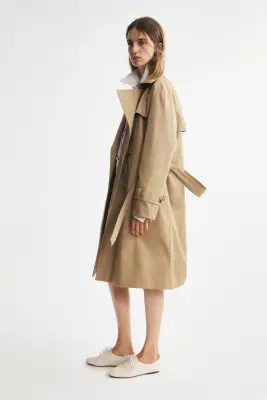 Trench-coat avec ceinture à nouer - Beige — photo 4
