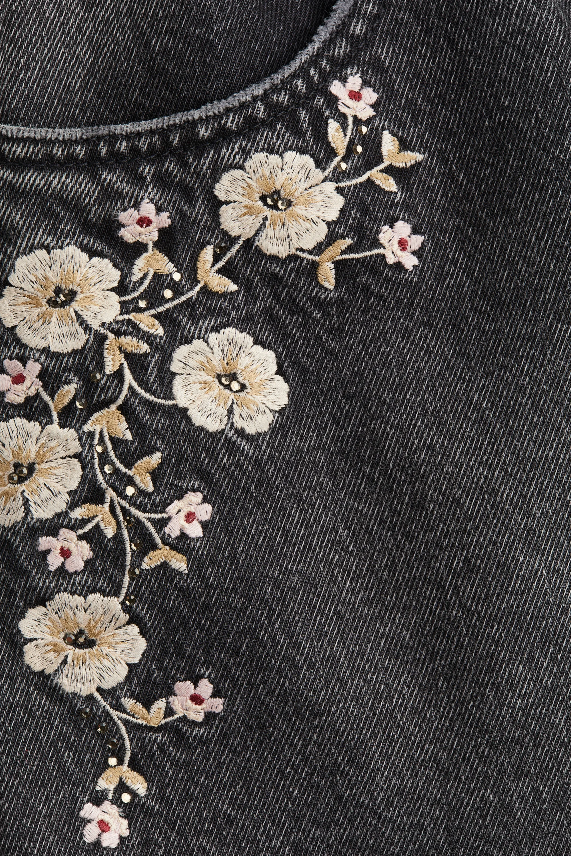 Minijupe en denim - Gris denim foncé/fleurs